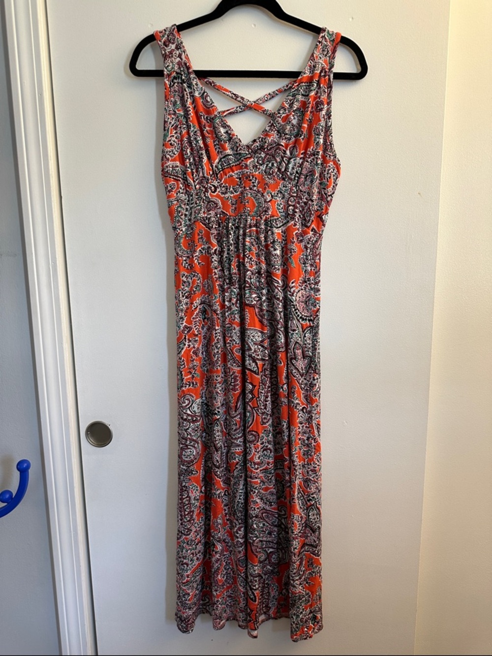 Loveappella Orange Paisley Maxi Dress